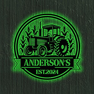 Custom Tractor Metal Wall Art with Led lights, Personalized Tractor Driver Name Sign, Farm Truck Sign, Farmhouse Decor, Farmer Gift