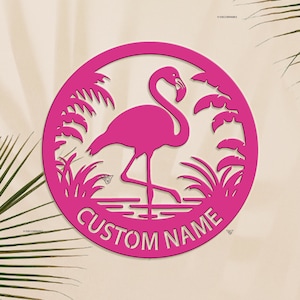 Personalized Flamingo Metal Sign, Beach House Gifts, Custom Flamingo Sign, Pool Sign, Housewarming Gift, Bird Decor, Flamingo Decor