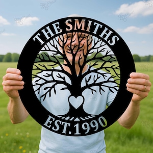 Custom Family Tree Metal Sign, Tree of Life Metal Wall Art, Personalized Family Name Sign, Housewarming Gift, Family Gifts