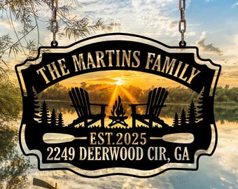 Custom Outdoor Lake House Metal Sign, Family Lake House Sign, Lakehouse Wall Decor, Personalized Family Name Sign, Cabin, Cottage Decor
