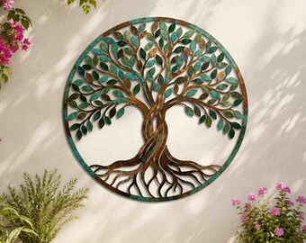 Colorful Tree of Life Wall Decor, Tree of Life Metal Wall Art, Garden Decor, Rustic Nature Wall Decor, Patio Yard Decor, Garden Lover Gift