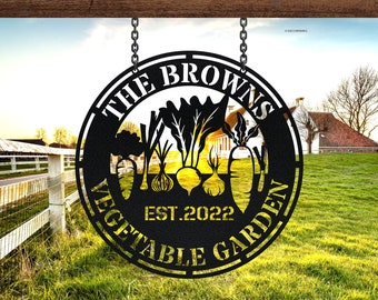 Custom Garden Sign, Personalized Vegetable Sign, Garden Decor, Gardeners Gift, Personalized Garden Sign, Metal Yard Art, Garden Metal Sign