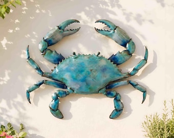 Crab Metal Wall Art, Coastal Crab Sign, Blue Crab Wall Decor, Beach Crab Sign, Coastal Decor, Crab Lover Gift, Beach House Decor