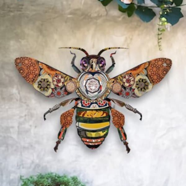 Vintage Honey Bee Metal Sign, Rustic Bee Sign, Garden Sign, Bee Lover Gift, Bee Decor, Gift for Gardener, Bee Keeper Gift, Bee Garden