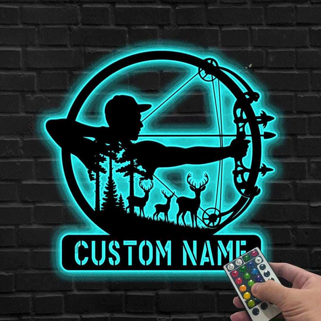 Custom Bow Hunting LED Sign, Personalized Hunting Sign, Bowhunter Metal ...