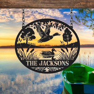 Custom Flying Mallard Duck Hunting Metal Sign, Metal Duck Sign, Duck Hunter Gifts, Hunting Gifts, Lake House Decor, Cabin Decor, Home Decor