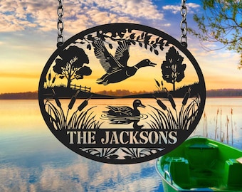 Custom Flying Mallard Duck Hunting Metal Sign, Metal Duck Sign, Duck Hunter Gifts, Hunting Gifts, Lake House Decor, Cabin Decor, Home Decor