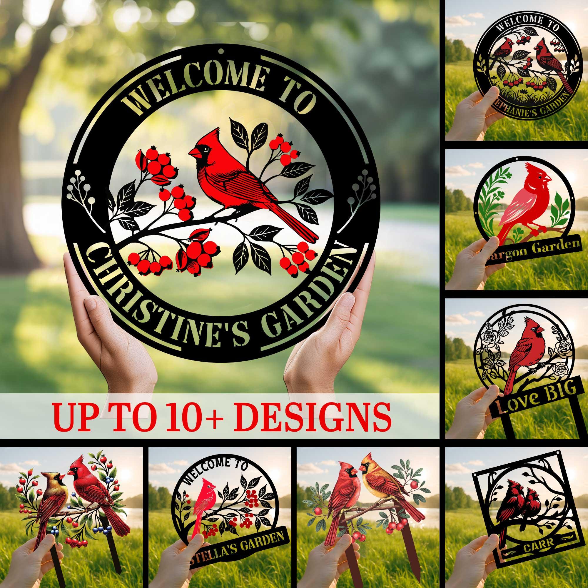 Cardinal Sign In Custom Cardinal Garden Sign, Cardinal Metal Wall Decor, Red Cardinal ...