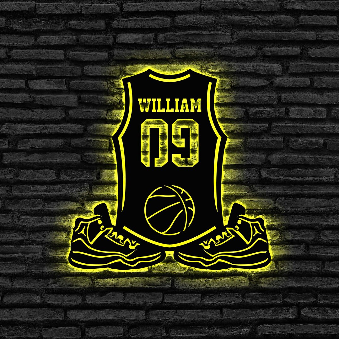 Red Basketball Sign Custom Basketball Metal Sign Led Lights, Basketball Fan Gift ...