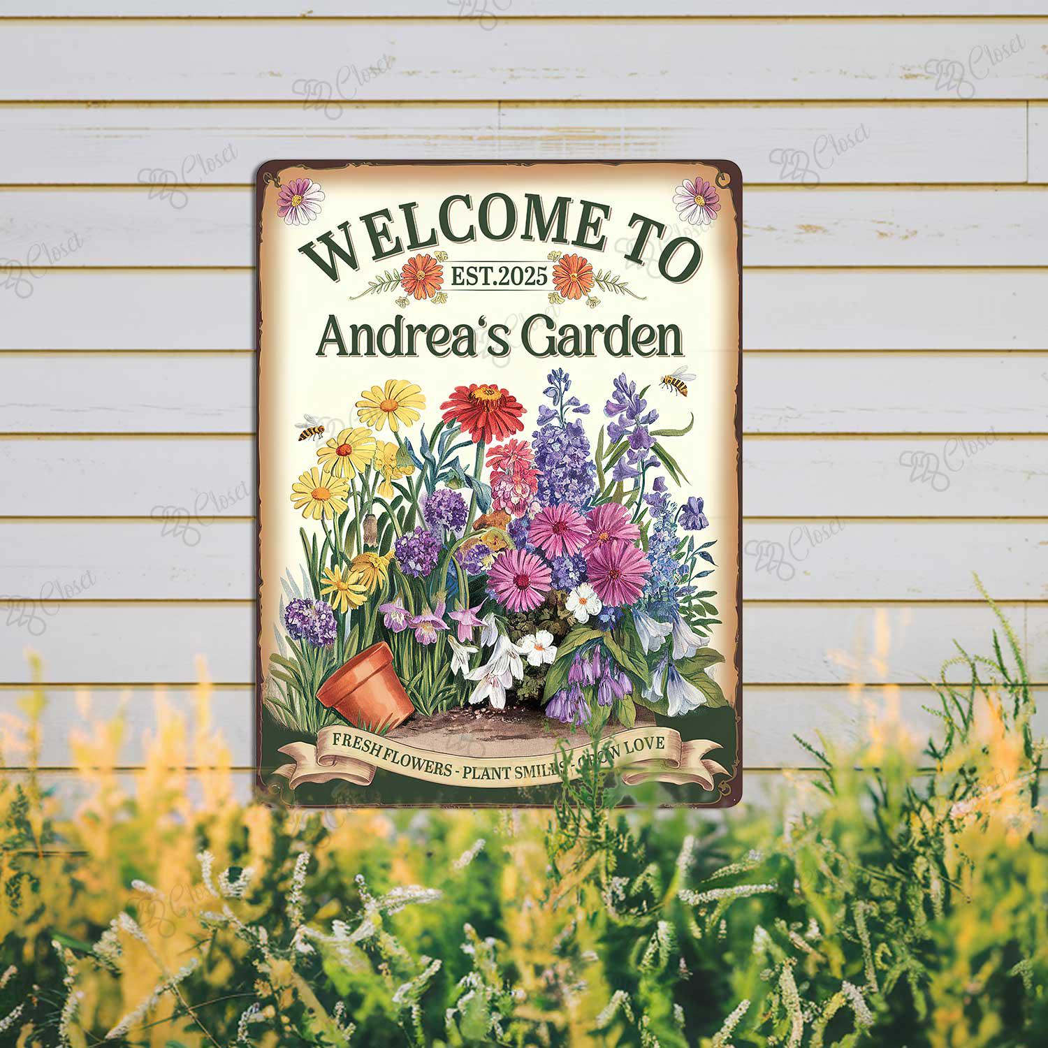 Custom Flower Garden Metal Sign, Vintage Flower Garden Sign, Garden ...