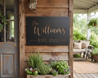 Custom Last Name Metal Sign, Family Established Year Plaque, Personalized Entryway Wall Decor, New Home Gift