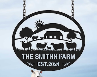 Custom Sheep Farm Sign, Sheep Metal Sign, Sheep Farmhouse Sign, Sheep Metal Wall Art, Farmhouse Ranch Decor,Farmer Gift