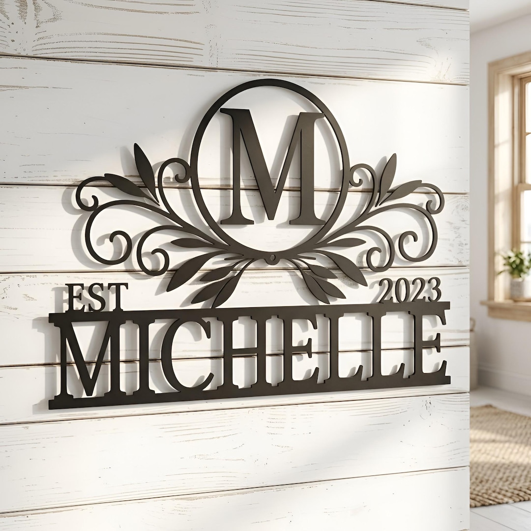 Personalized Family Name Metal Wall Sign: Custom Last Name Sign ...