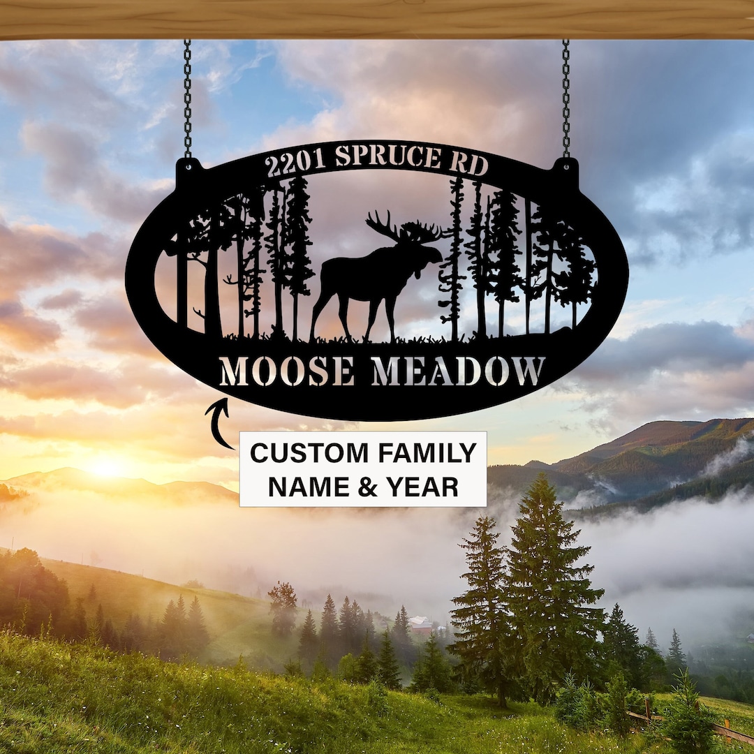 Personalized Moose Metal Sign, Cabin Decor, Lodge Sign, Custom Last ...