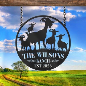 Custom Goat Metal Sign, Goat Metal Wall Art, Goat Farm Sign, Ranch/ Barn Sign, Farmhouse Wall Decor, Farmer Gift, Custom Farm Name Sign