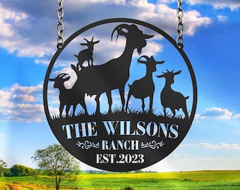 Custom Goat Metal Sign, Goat Metal Wall Art, Goat Farm Sign, Ranch/ Barn Sign, Farmhouse Wall Decor, Farmer Gift, Custom Farm Name Sign