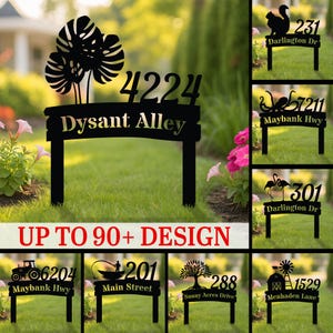 Personalized House Number Metal Sign, Custom Lawn Address Stake, Personalized Metal Address Sign, Outdoor Address Marker, Garden Decor