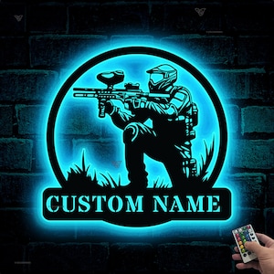 Custom Paintball Metal Sign with Led Light, PaintballMetal Wall Art, Paintball Lover Gift, Gift For Man, Paintball Lover Gift