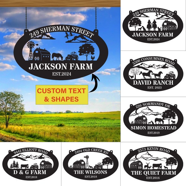 Personalisiertes Metallschild für Bauernhof, Designen Sie Ihr eigenes Schild, Bauernhaus-Metallschild, Bauernhausdekor, Ranch-Schild, Bauernhoftorschild, Bauergeschenk