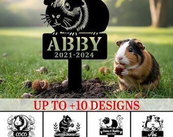 Personalized Guinea Pig Memorial Garden Stake: Custom Pet Grave Marker