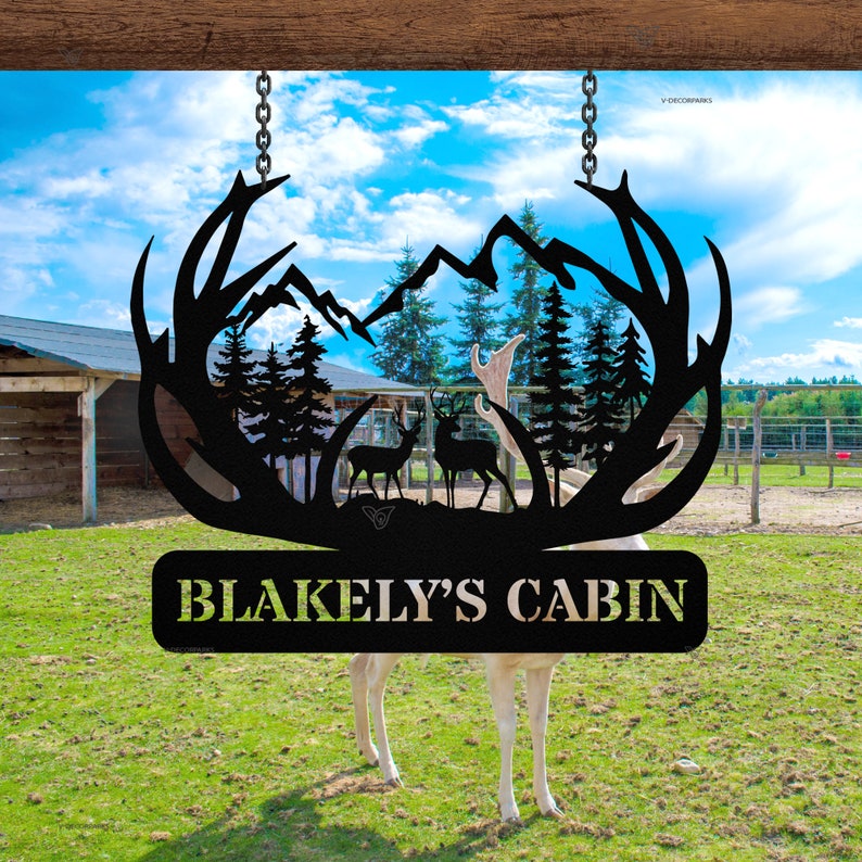 Custom Metal Deer Cabin Sign, Deer Hunter Gift, Cabin Decor, Hunting ...