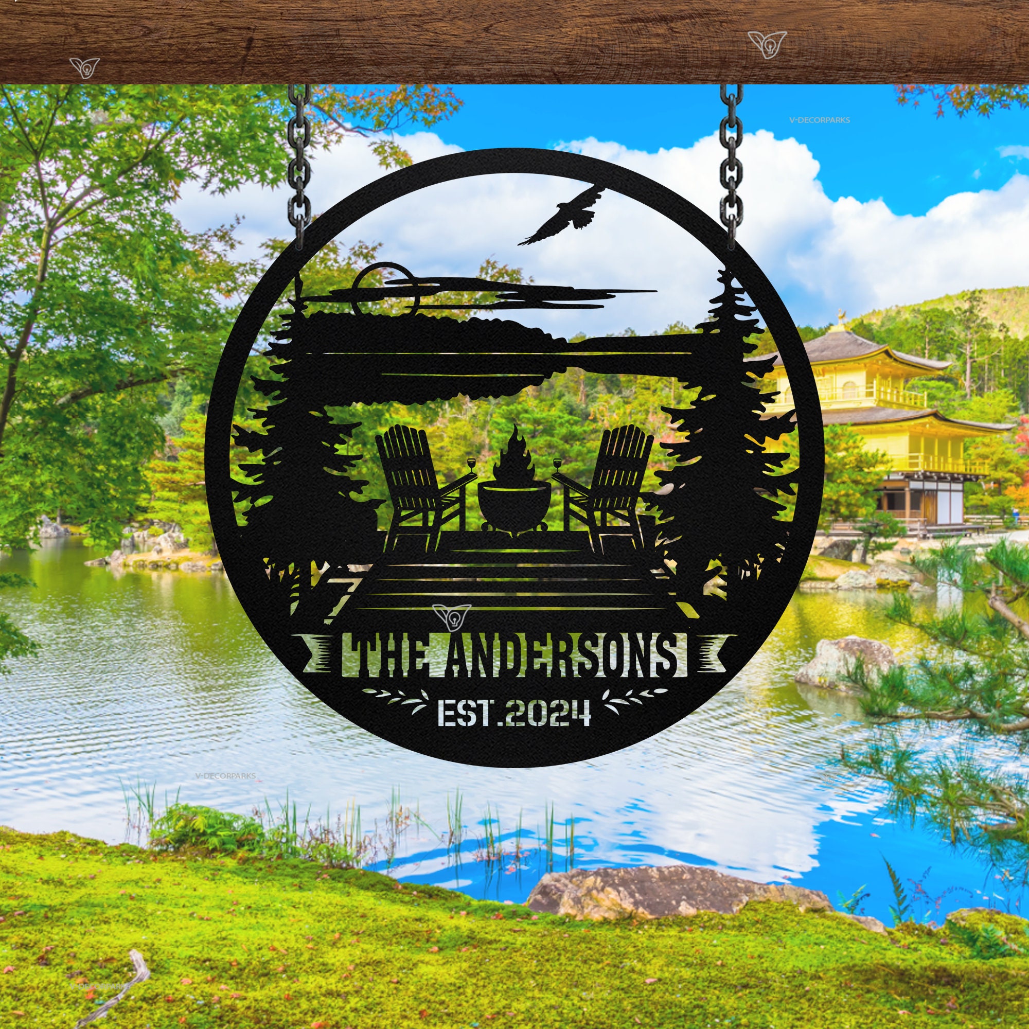 Spring Lake Sign Custom Lake House Sign, Lake Scene Sign, Metal Wall Art, Personalized ...