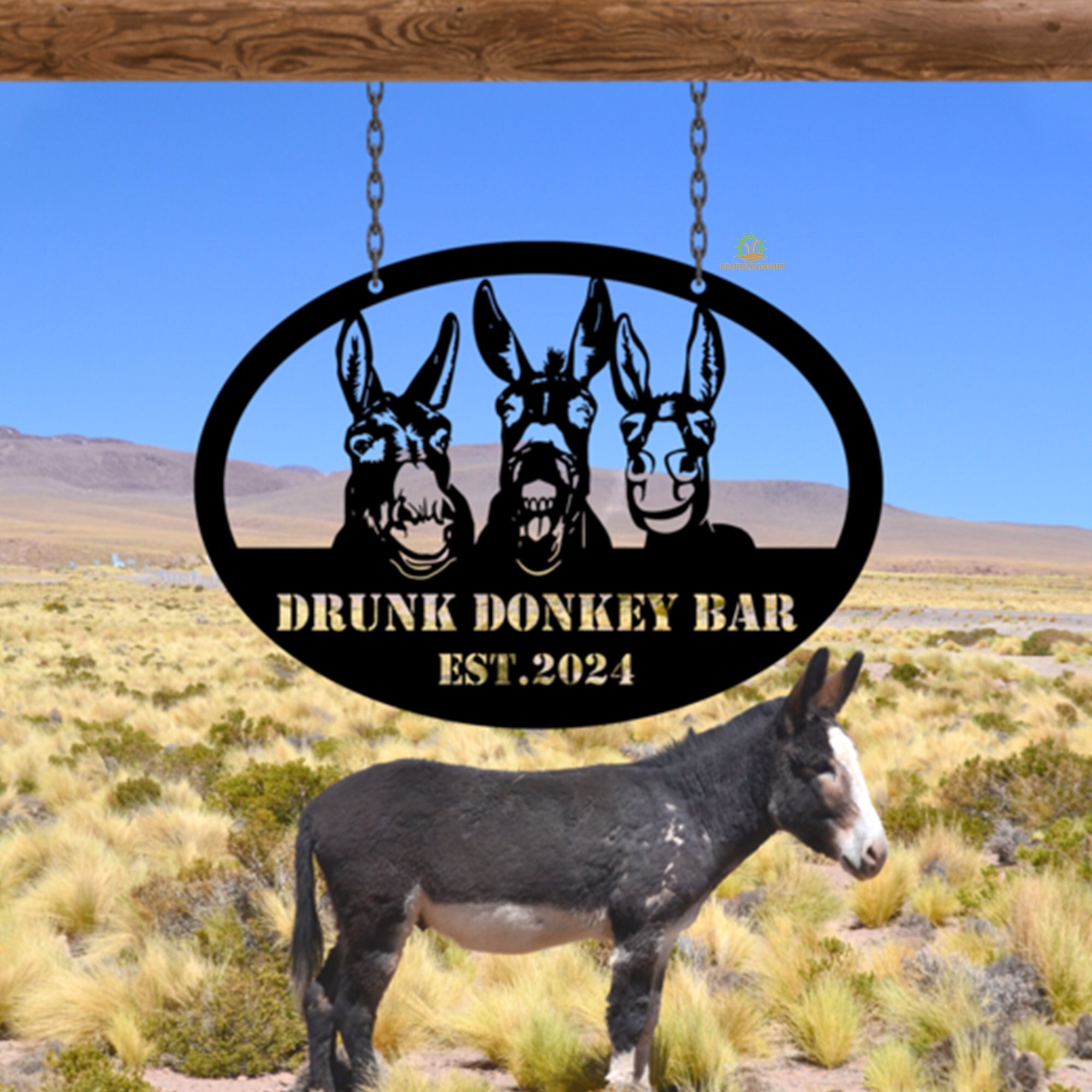 Custom Donkey Metal Sign, Donkey Farmhouse Metal Wall Art, Donkey Barn, Farm Name Sign, Donkey Sign, Farmhouse Decor, Gift For Farmer