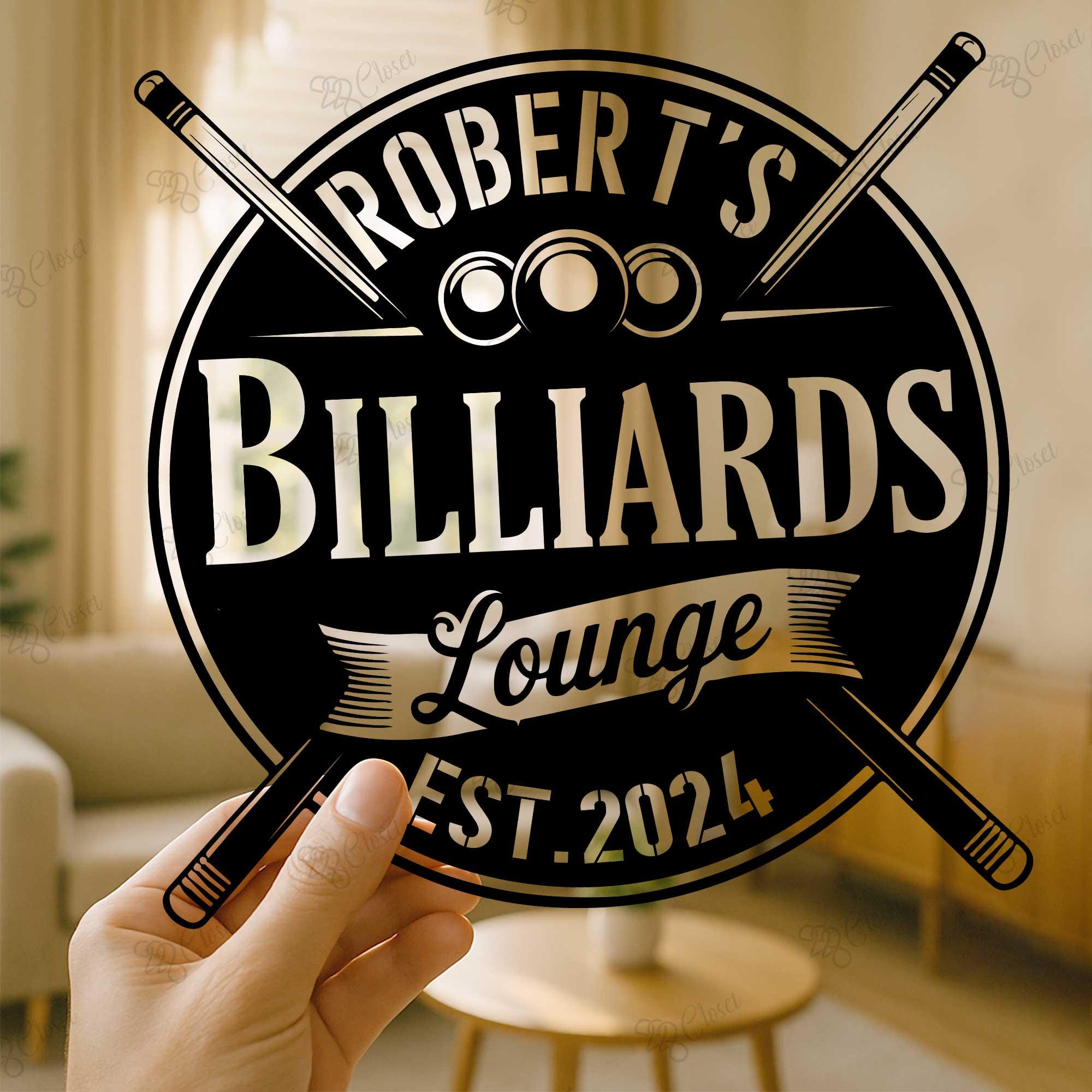 Custom Billiards Metal Sign With LED Light, Billiards Lounge Wall Sign ...
