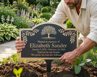 Custom Tree of Life Memorial Metal Stake: Custom Tree Memorial Grave Marker