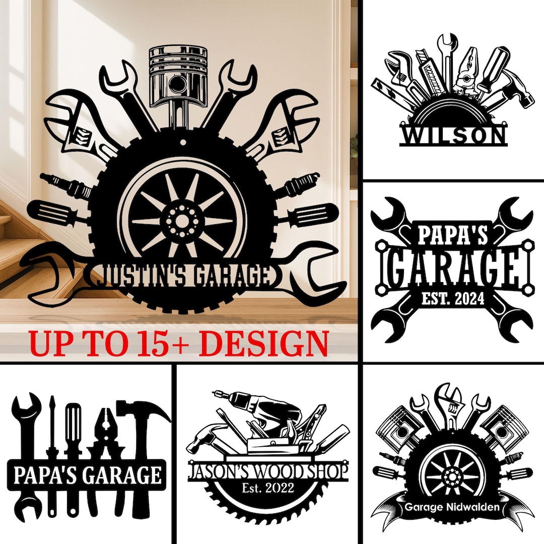 Custom Garage Metal Sign, Garage Wall Decor, Personalized Workshop Sign ...