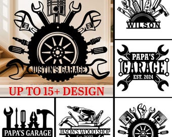 Letrero metálico personalizado para garaje, decoración de pared para garaje, letrero de taller personalizado, letrero de reparación de automóviles, arte mural para taller mecánico, letrero para cueva de hombre