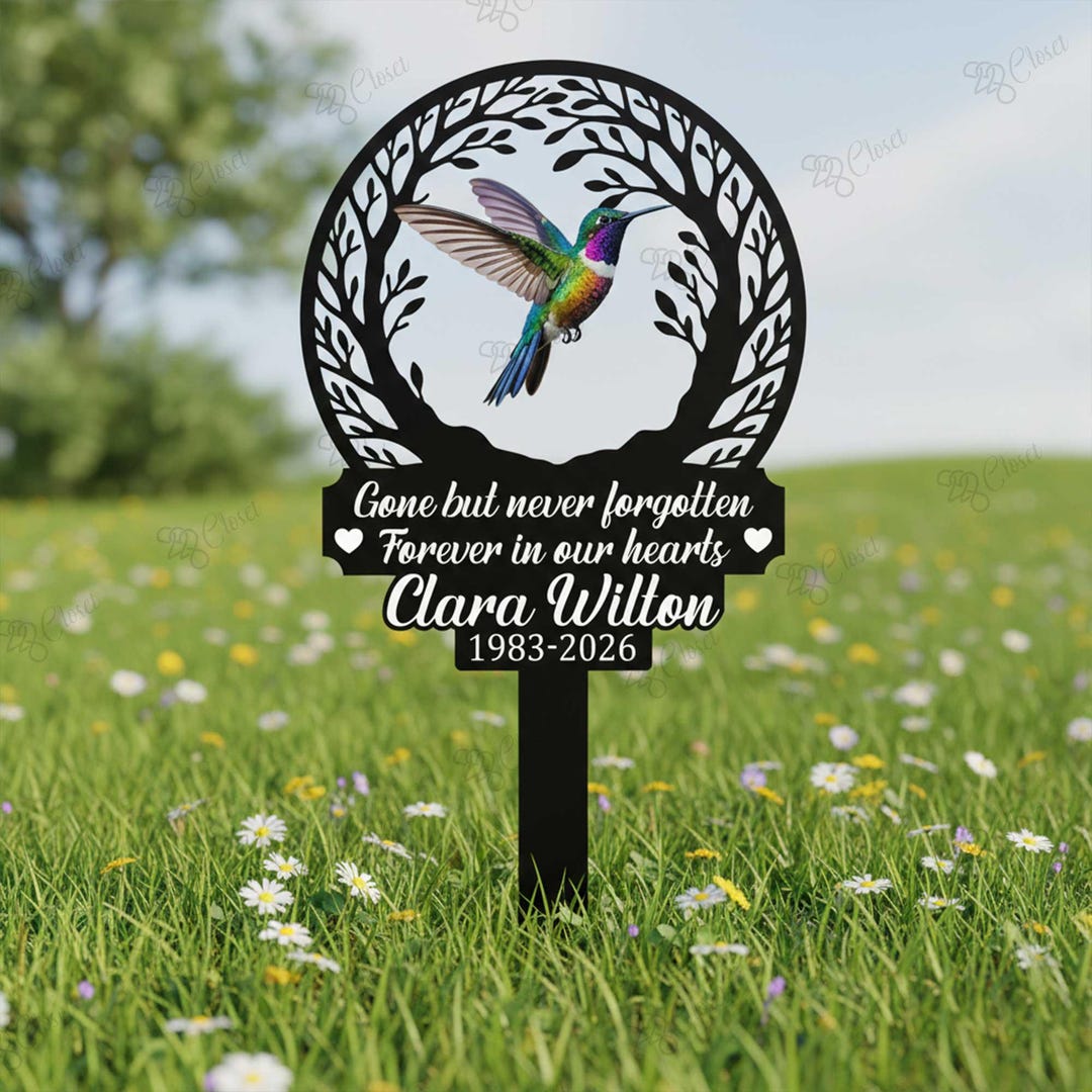 Personalized Hummingbird Memorial Garden Stake: Custom Hummingbird ...