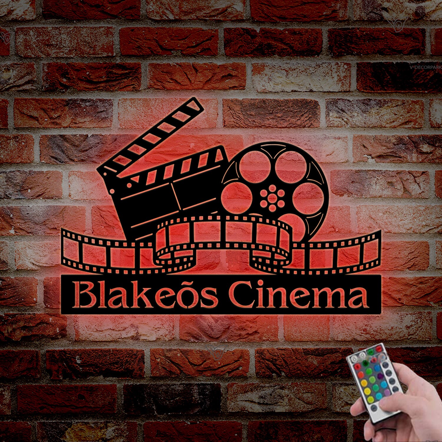 Custom Home Theater Metal Sign With LED Lights, Home Cinema Metal Wall ...