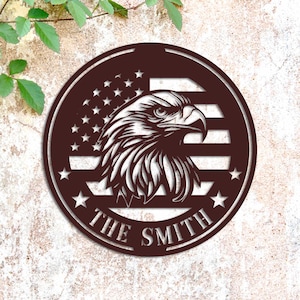 Custom American Eagle Metal Wall Art, Eagle US Flag Metal Sign, American Flag Wall Decor, Independence Day Gift, Patriotic Gift