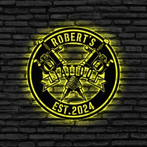 Custom Tattoo Artist Metal Wall Art LED Light, Personalized Ink Studio Name Sign, Metal Sign , Tattoo  Home Decor, Tattoo sign