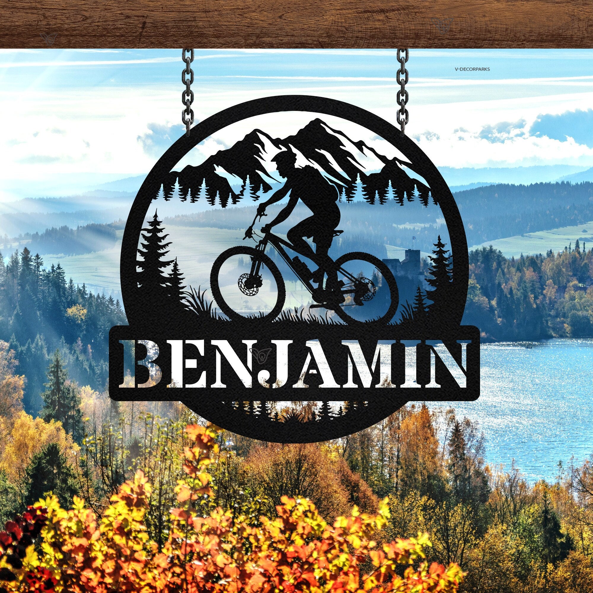 Custom Bike Metal Sign, Cycling Sign, Mountain Biking Sign, Personalized Biker Name Sign, Bike Rider Gift, Bicycle Lover Gif