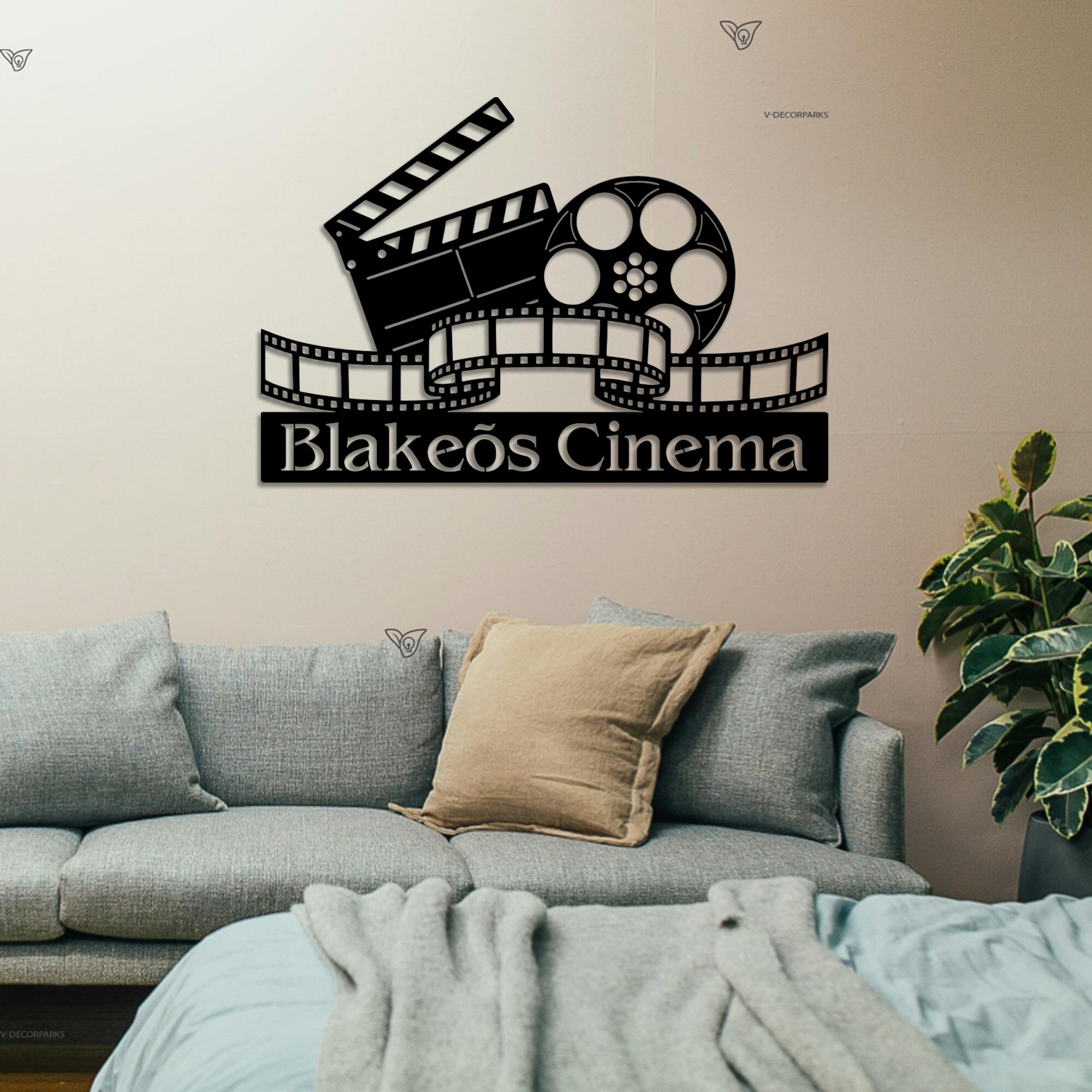 Custom Home Theater Metal Sign With LED Lights, Home Cinema Metal Wall ...