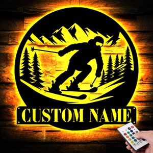 Custom Skiing Metal Sign, Skiing Metal Wall Art, Ski Lover Gift, Skiing Wall Decor, Skier Gift, Skiing Monogram, Ski Lover Gift, Home Decor