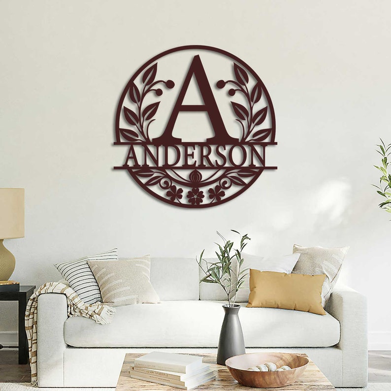 Custom Family Name Sign with Letter, Metal Last Name Sign, Personalized Monogram Sign, Outdoor Name Sign, Front Door Decor