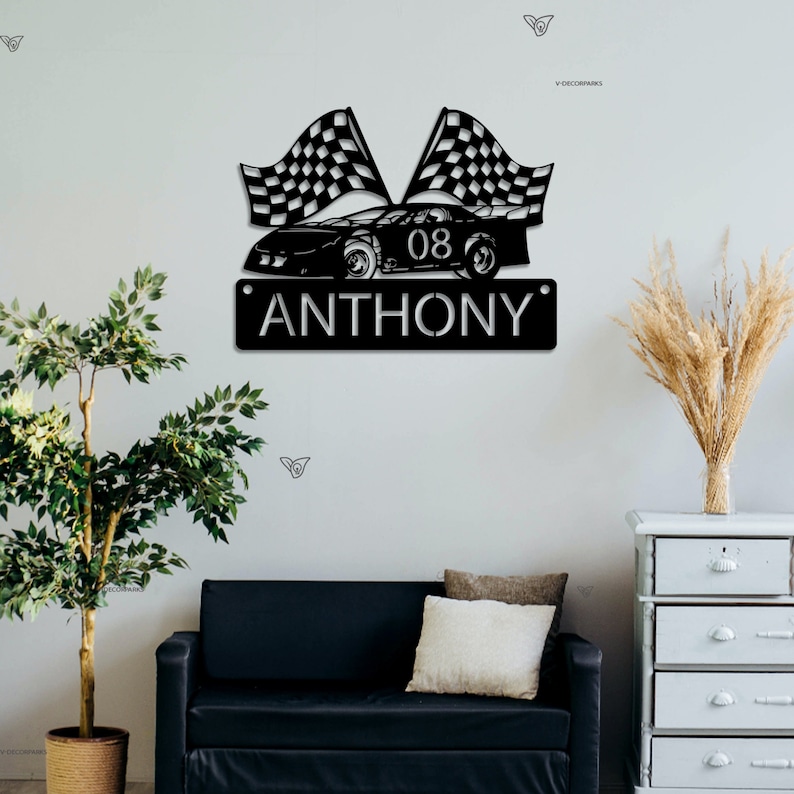 Custom Racing Wall Signs Light Custom Racing Car Metal Sign With LED Lights, Race Car Sign, Sports ...