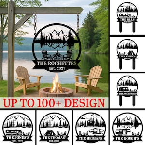 Custom Outdoor Camping Sign, Campfire Metal Sign, Camper Name Sign, Personalized Camp Decor, Camper Gift, Campsite Decor, RV Trailer Camping