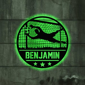 Custom Metal Soccer Sign Wall With LED Light, Soccer Player Gift, Gift For Kid, Personalized Kid Name, Game Room Decor, Wall Hanger Gift