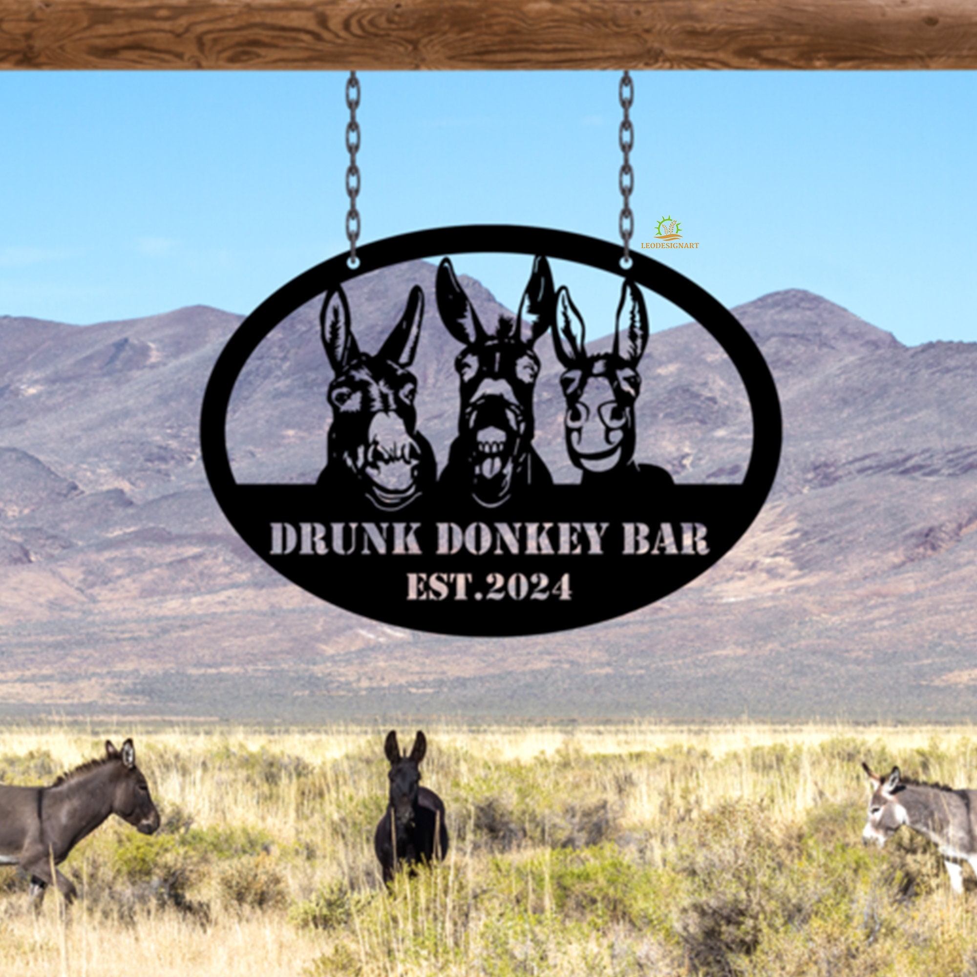 Custom Donkey Metal Sign, Donkey Farmhouse Metal Wall Art, Donkey Barn ...