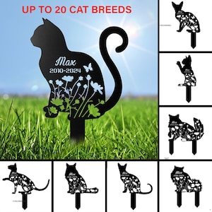 Custom Cat Garden Memorial Stake, Cat Memorial Plaque, Cat Grave Marker, Metal Garden Stake, Garden Decor, Pet Loss Gift, Sympathy Sign