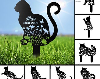 Custom Cat Garden Memorial Stake, Cat Memorial Plaque, Cat Grave Marker, Metal Garden Stake, Garden Decor, Pet Loss Gift, Sympathy Sign
