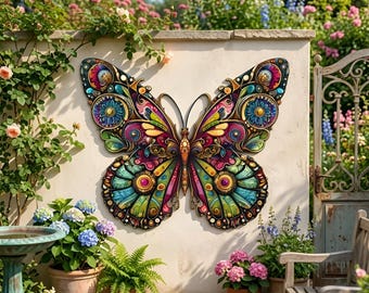 Colorful Butterfly Metal Wall Art, Decorative Butterfly Sign, Nature Inspired Home Decor, Gift for Garden Lover, Home Decor