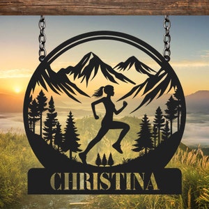 Custom Running Metal Sign, Running Metal Wall Art, Personalized Runner Name Sign, Marathon Decor, Runner Gift, Gift for her
