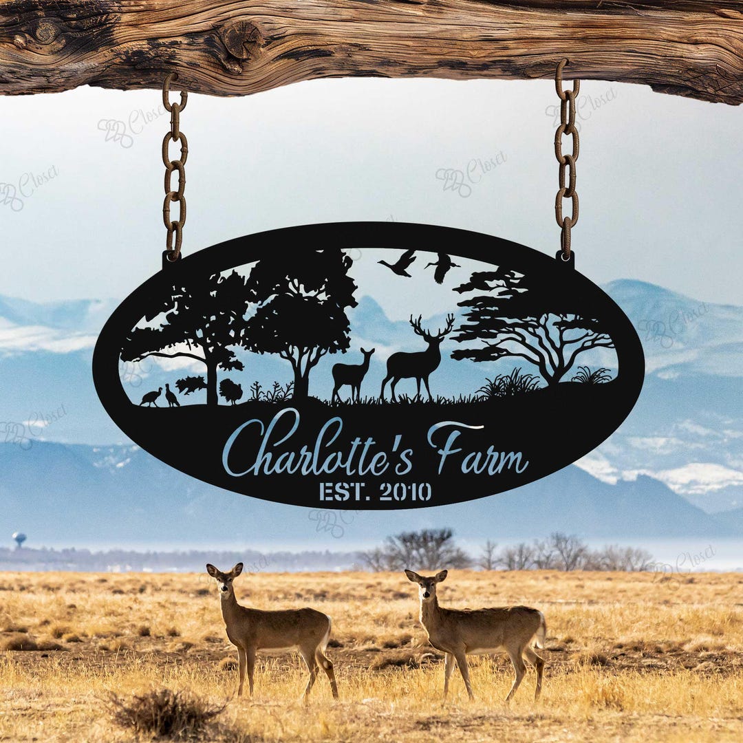 Custom Deer Ranch Name Sign, Personalized Deer Cabin Sign, Hunting ...