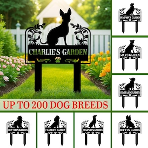 Custom Dog Silhouette Garden Stake, Dog Garden Sign, Any Dog Breed Sign, Dog Memorial Stake, Pet Loss Garden Sign, Dog Lover Gift