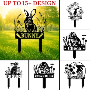 Custom Rabbit Memorial Stake, Bunny Grave Marker, Bunny Memorial Garden Stake, Bunny Memorial Sign, Pet Loss Yard Decor, Pet Tribute Gift